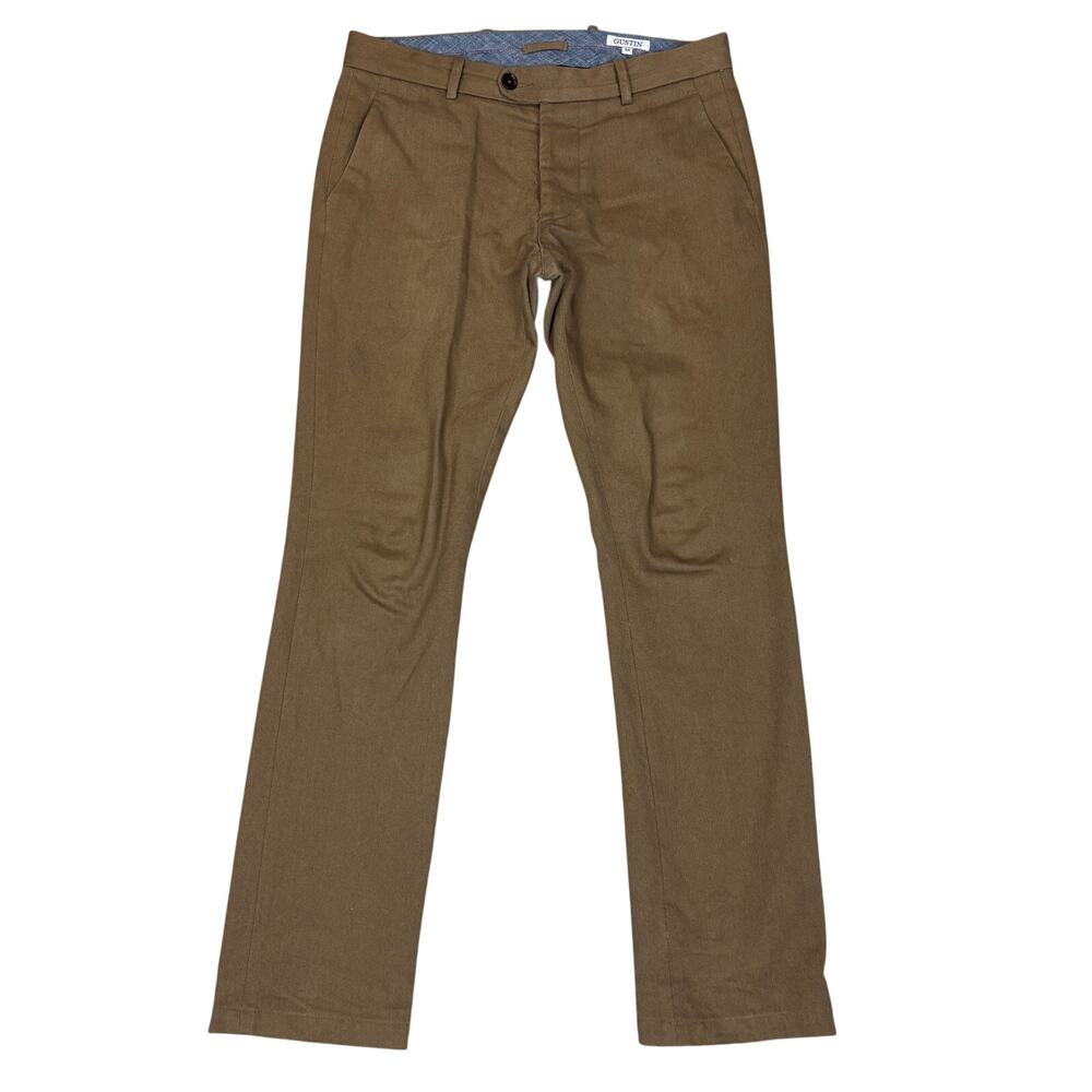 Gustin California Slim Washed Brown Pants Men's 34x34 Minimalist Preppy